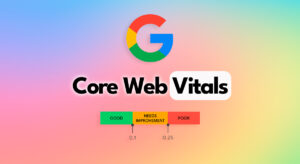 Logo do Google com Core Web Vitals e medidor abaixo.