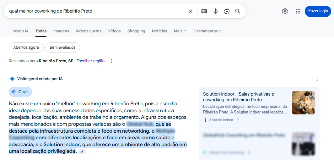 Print do resultado do trabalho de GEO da MO4 com marca citada na IA do Google.