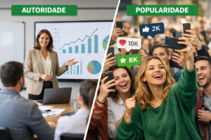 Comparação entre profissionais que tem autoridade de marca e popularidade