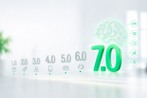 Números das fases do marketing progredindo do 1.0 ao 7.0