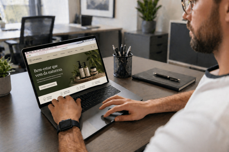 Página de categoria em site com conteúdo orgânico