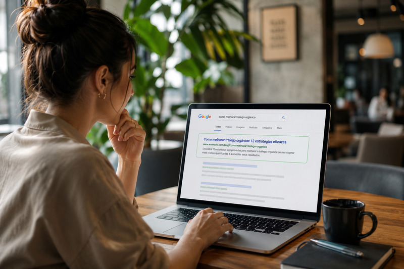 Non branded search e conteúdo: mulher encontrando assunto que queria no Google