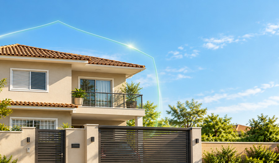 Casa protegida remetendo a seguro residencial, produto da EZZE Seguros.