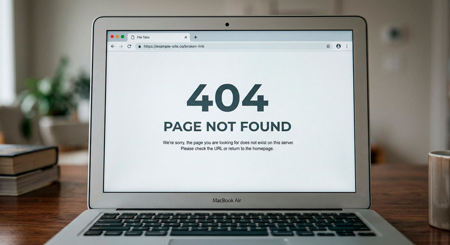 Site com erro 404: page not found (página não encontrada)